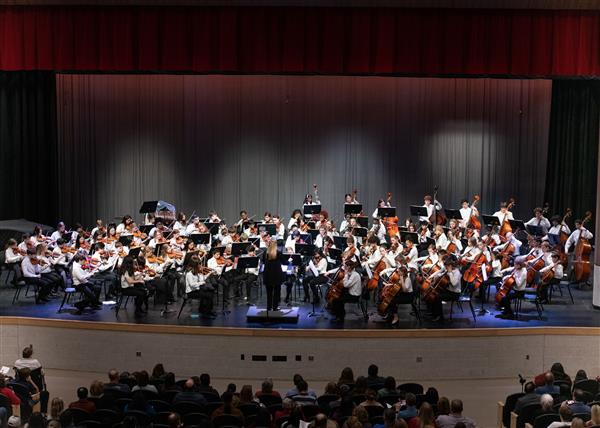 Students performing at the 2023-2024 All County Orchestra Concert
